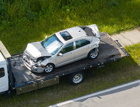 car being towed after accident