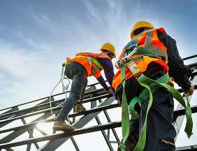 two construction men working